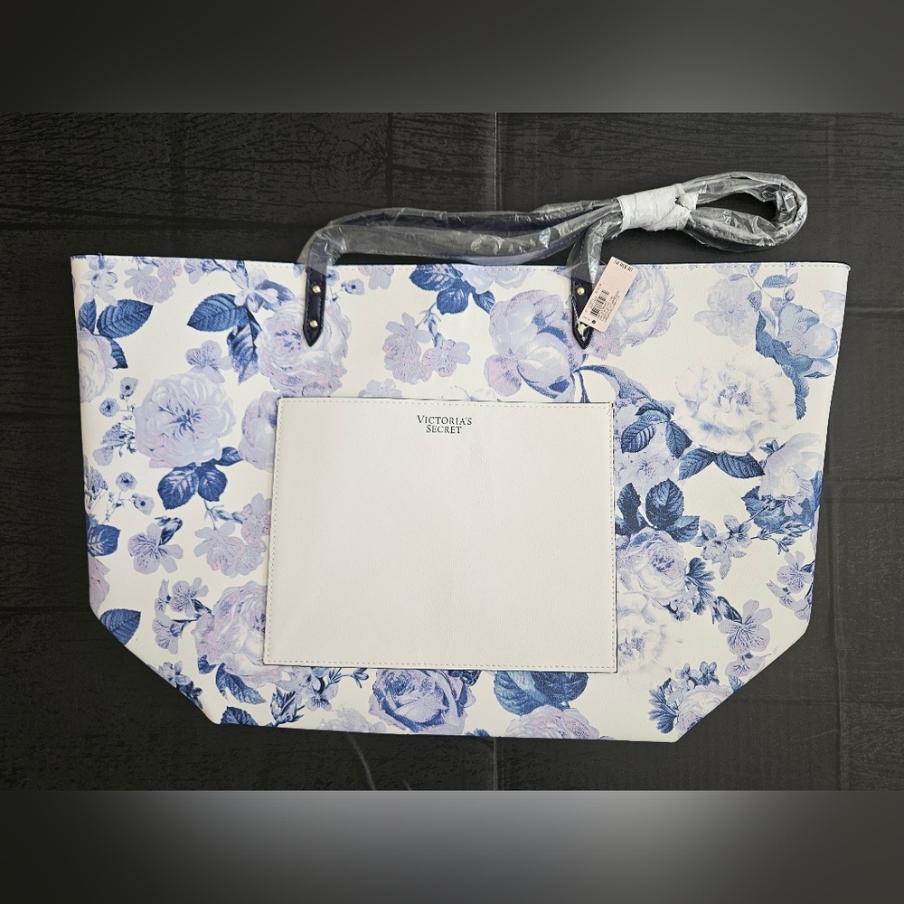 Victoria's Secret Blue Floral Tote Bag